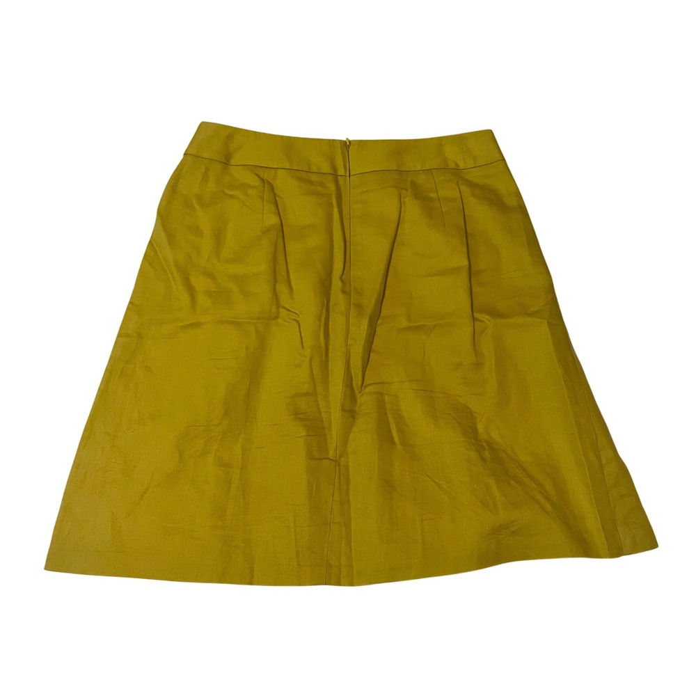 Banana Republic Chartreuse Pleated Skirt Size 10 Linen Blend Knee Length - Picture 4 of 8
